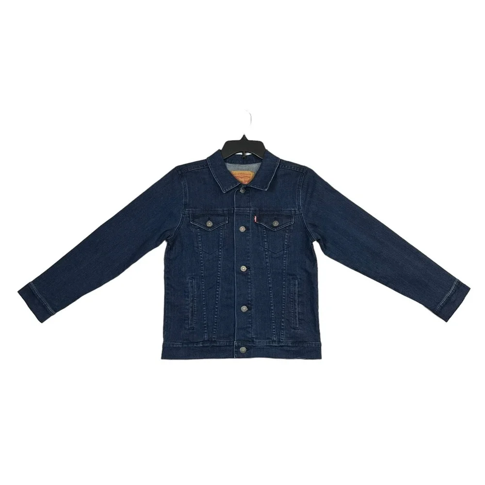 Levis Youth Boys Denim Trucker Jacket S (8-10 Years) Dark Blue Stretch‎ Fabric
